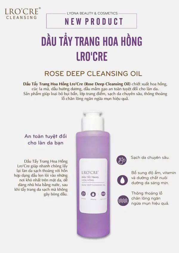 Dầu Tẩy Trang Hoa Hồng Lro’Cre - Hình ảnh 3
