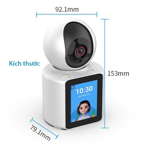Camera wifi gọi video đàm thoại 2 chiều màng hình IPS 2.8 inch xoay 360° cảnh báo chống trộm theo dõi chuyển động