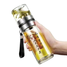 Bình Pha Trà Cá Nhân Thủy Tinh 2 Lớp - Tách Trà Thông Minh, Chống Nóng